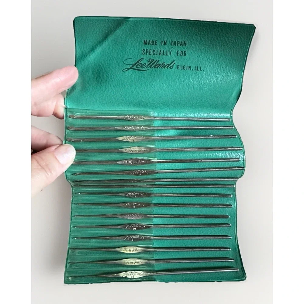 Lee‎ Wards Steel Crochet Hook Set Japan Exclusive In Original Vintage Green Case